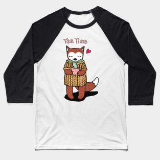 Tea time for the fox Baseball T-Shirt